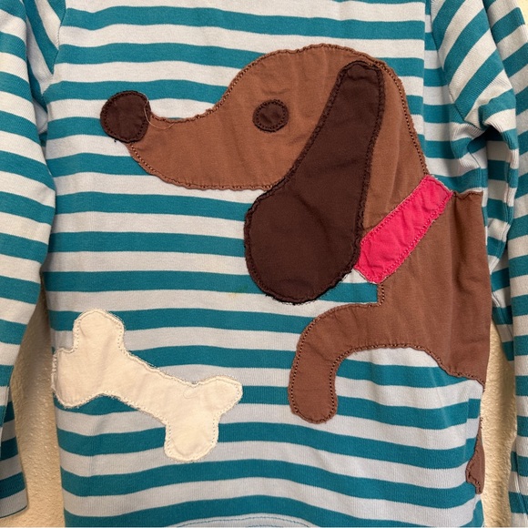 Mini Boden 5-6y dachsund dog doxie applique canine bone striped - Picture 2 of 6